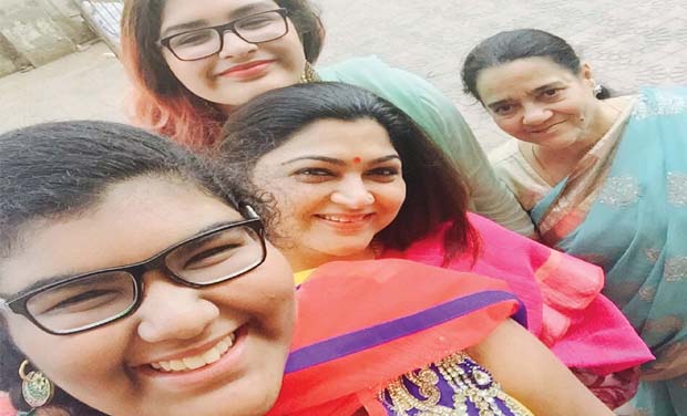 Khushbu with her daughters Khushbu with her daughters
